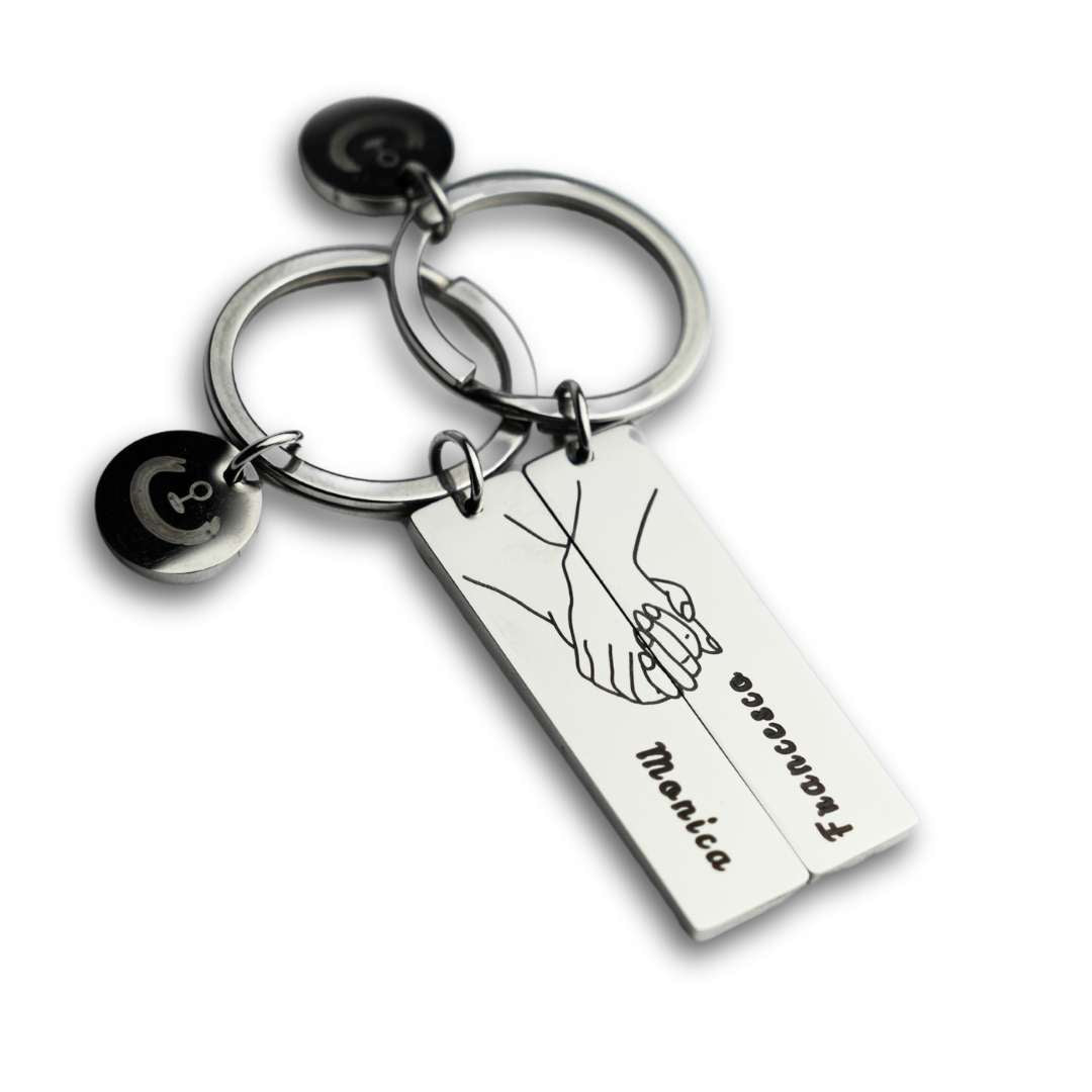 2 Personalisierte Schlüsselanhänger mit passendem Symbol