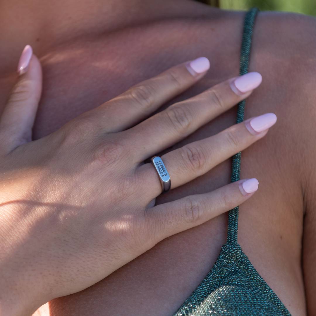 Personalisierter Ring mit Koordinaten