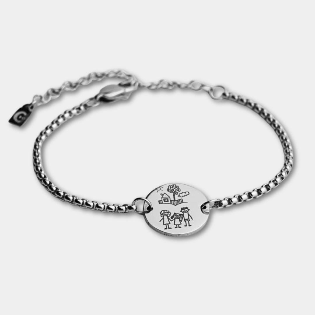 Bracciale con Disegno Inciso con Medaglia Tonda