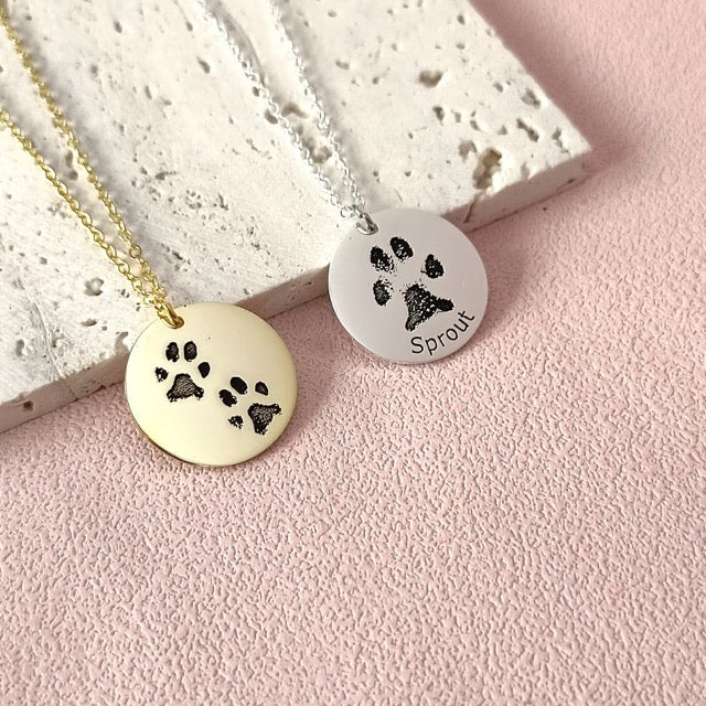 Collana Personalizzata con Impronta Zampa Animale Incisa