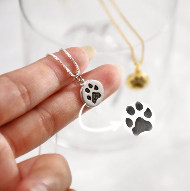 Collana Personalizzata con Impronta Zampa Animale Incisa