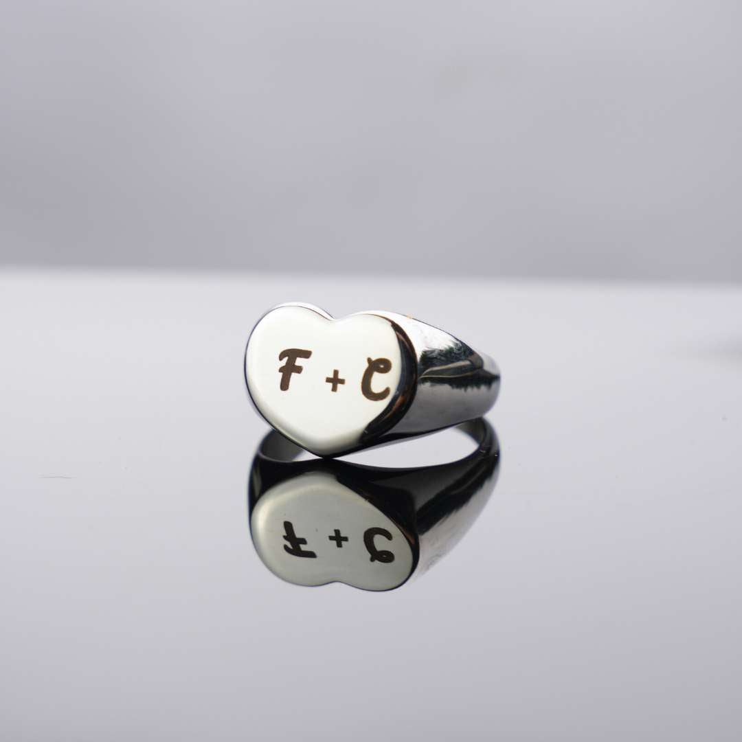 Anello Personalizzato Cuore con Coordinate o Testo