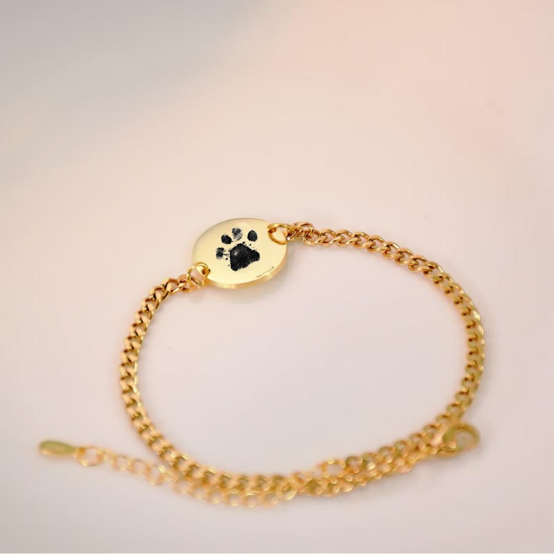 Bracciale Personalizzato con Impronta Zampa Animale Incisa