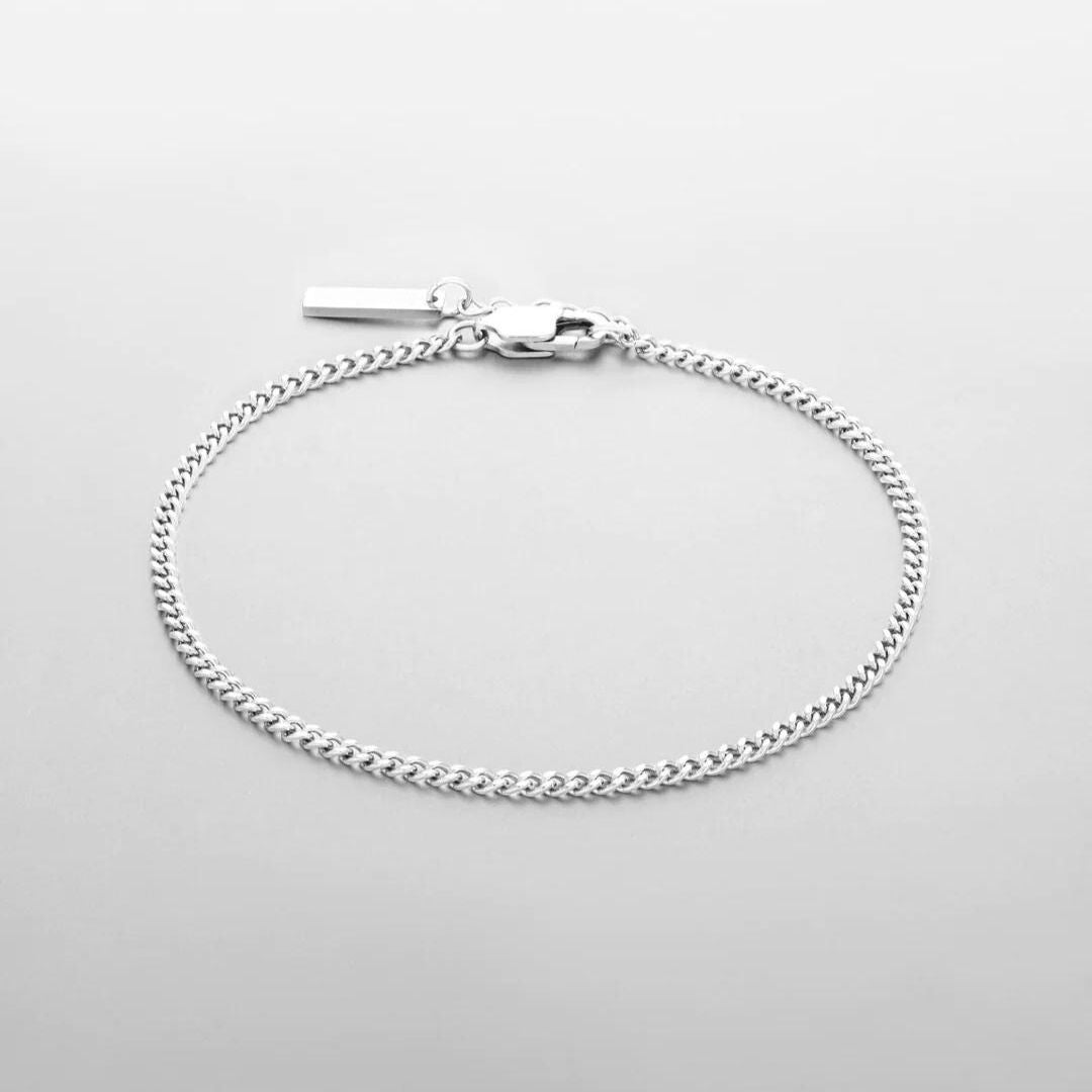 Bracciale Design Minimal Cubana Unisex Con Targhetta Incisa