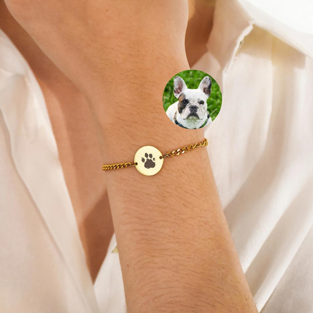 Bracciale Personalizzato con Impronta Zampa Animale Incisa