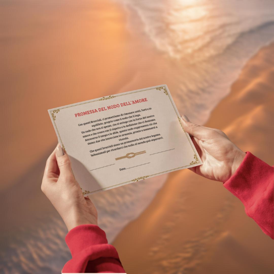 Paar von 2 Liebesknoten-Armbändern - Geschenkbox mit Versprechenszertifikat






