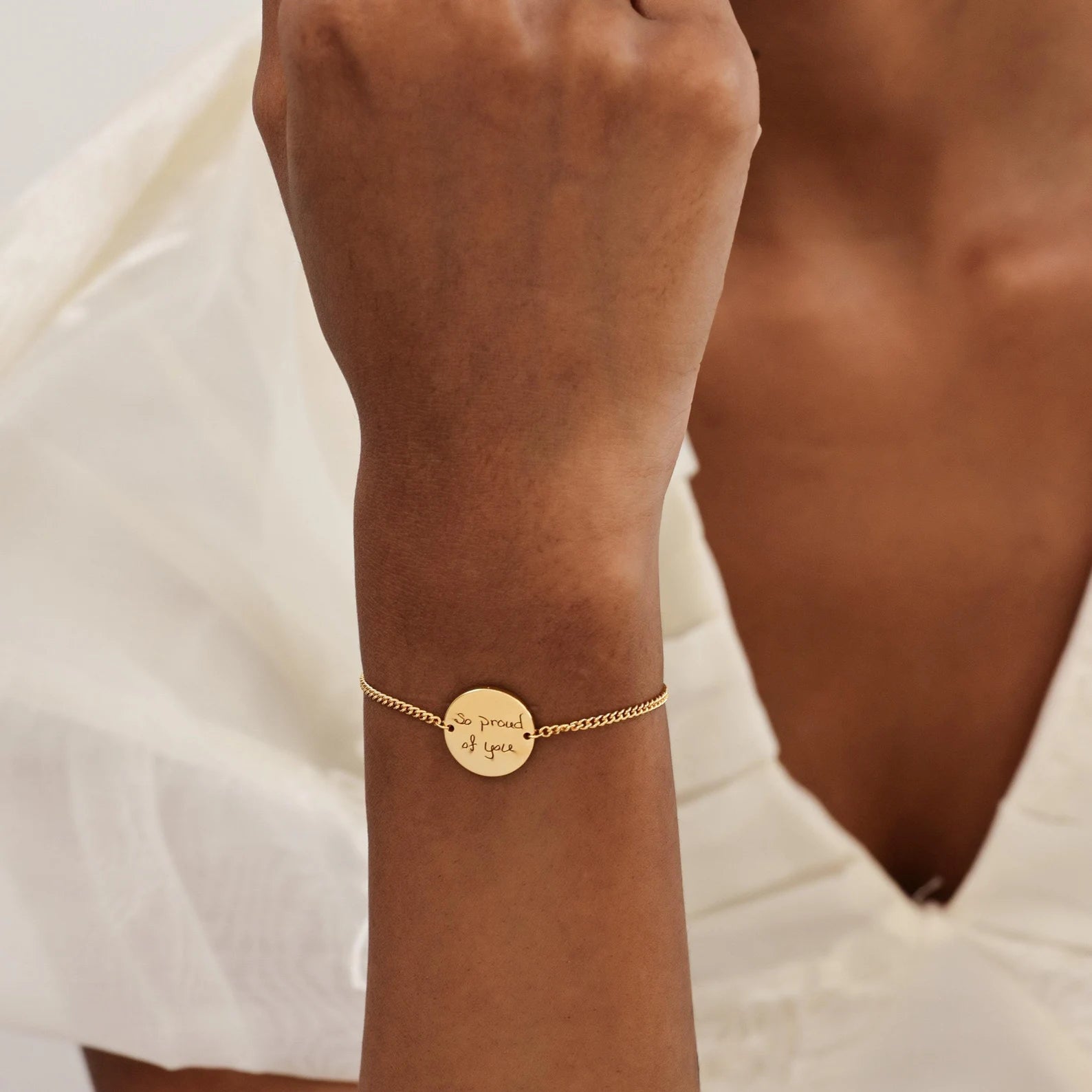 Bracciale Personalizzato Tondo con Dedica Scritta a Mano Incisa